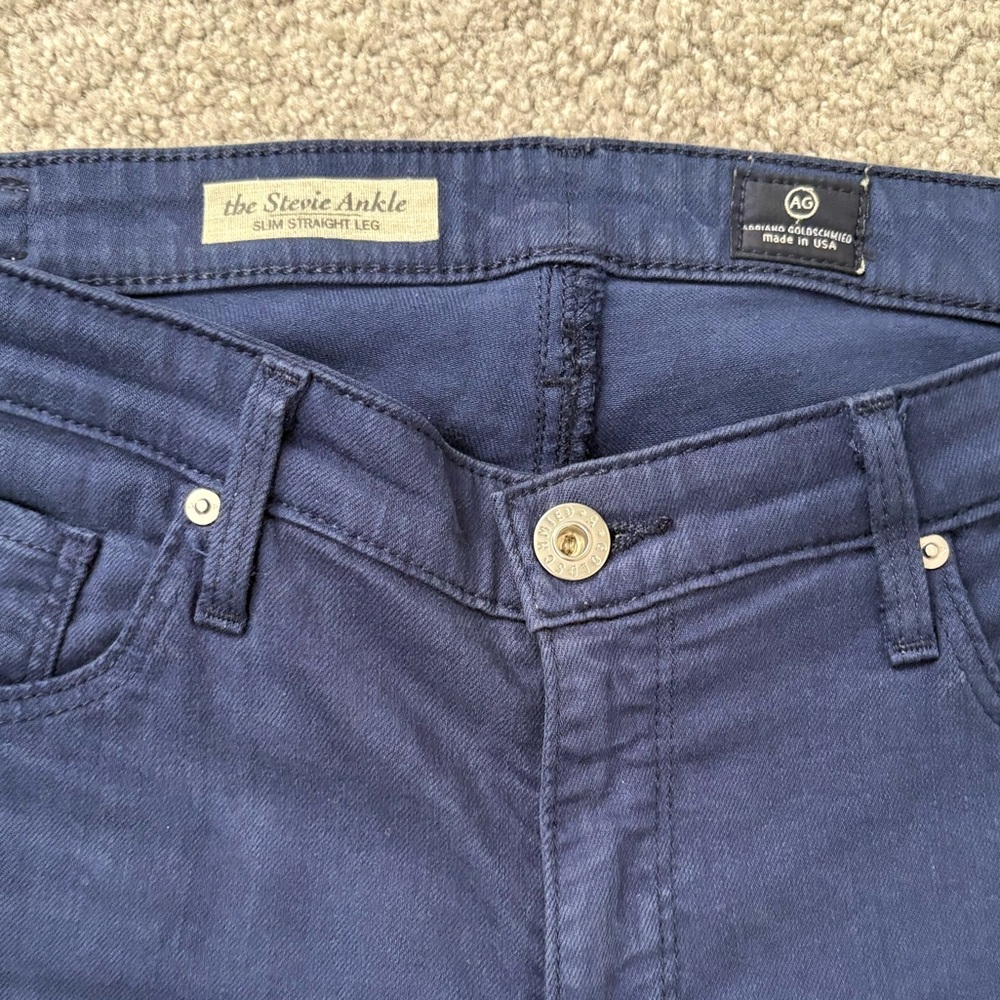 AG Royal Blue Jeans the Stevie Ankle Slim Straight Size 29